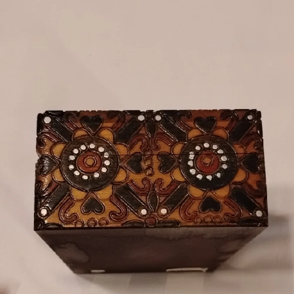 Hand Carved & Painted Wood Box, Made In Poland
